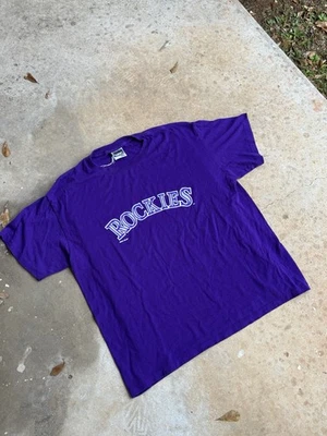 复古 90 年代单针美国职棒大联盟科罗拉多落基山脉棒球 T 恤尺寸 XL — 第 1/4 张图片