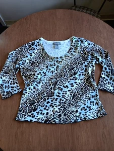Top para mujer con estampado de guepardo de leopardo diseño SML con cuello de lentejuelas talla mediana - Imagen 1 de 20