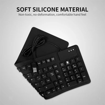Waterproof Silicone Spanish Keyboard Foldable USB Wired 105 - Image 1 of 4