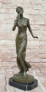 Hand Made African American Female Vocalist Bronze Signed Williams Jazz Figurine - Picture 1 of 10