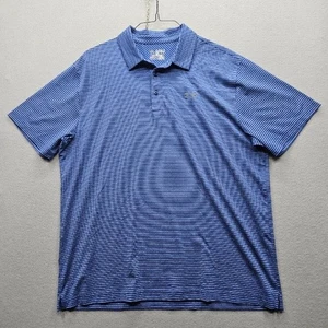 Under Armour Men's size 2XL Blue Striped Short Sleeve Polo Shirt Loose Fit - Picture 1 of 10