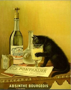 Publicidad de absenta retro vintage gato negro francés retro vintage decoración metal lata... - Imagen 1 de 5