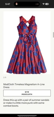 NWT ModCloth Women’s A Line Dress Sized XL  V Neck, Lined, With Belt and Pocket - Image 1 of 4