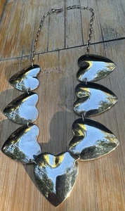 "Collar gargantilla corazón 925 grande plata esterlina vintage 16""" - Imagen 1 de 7
