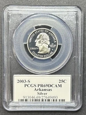 2003-S Silver Proof Arkansas Quarter PCGS PR-69 DCAM, Buy 3 Items, Get $5 Off!!! - Image 1 of 2