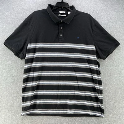 Calvin Klein Liquid Touch Mens Polo Shirt 2XL XXL Black Camisa Short Sleeve - Image 1 of 4