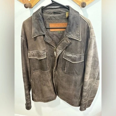 Timberland VINTAGE Dark Brown genuine Leather Weather Gear Jacket- Large - Image 1 of 4
