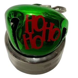 Green Metal Jingle Sleigh Bell Keychain Embellished For The Season Christmas - Picture 1 of 4
