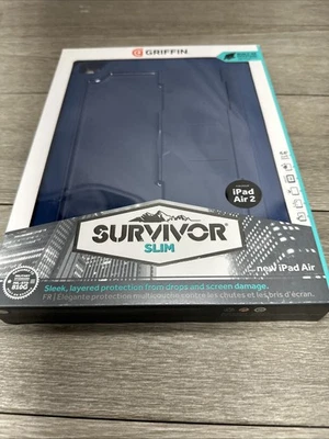 Griffin Survivor Slim Protective Case Cover for Apple iPad Air - Black/Blue - Image 1 of 3