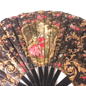 Antique Rococo Baroque Victorian Women Floral Scenery embellished Hand Fan - Picture 1 of 14