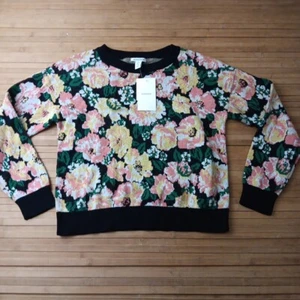 NWT Girls Youth Nordstroms Black Wildflower Floral Knit Sweater Sz Large 10/12 - Picture 1 of 7