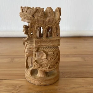 Vintage Folk Art - Ambari Elephant - Hand Carved Wood India Art Statue - Picture 1 of 8