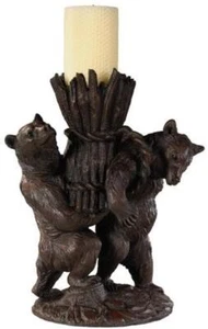 Candle Holder Helping Bears Candlestick Rustic Hand Painted OK Casting, USA Made - Picture 1 of 1