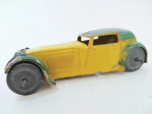 DINKY 22b 'CLOSED SPORTS CAR'. YELLOW/GREEN. METAL WHEELS, COMPLETE. GOOD. RARE. - Picture 1 of 10