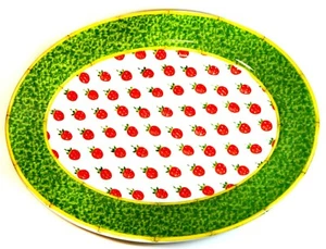Vista Alegre Horta 13" x 10 3/4" Erdbeeren Platte feines Steingut Portugal - Bild 1 von 3
