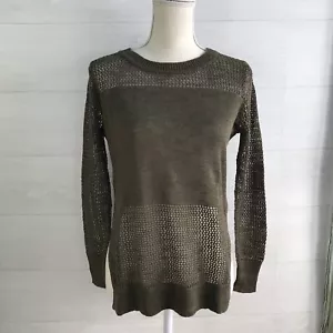 NWT Banana Republic - Olive green linen blend fishnet knit pullover sweater XS P - Picture 1 of 6