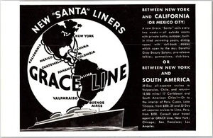 PRINT AD 1936 Grace Line Santa Liners New York California Mexico City SMALL 4x6 - Imagen 1 de 3