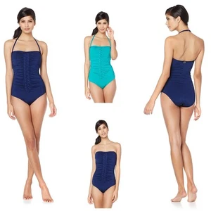 Jantzen Ruched Bandeau 1-piece Swimsuit w/ Braided Trim 459731-J - Picture 1 of 7