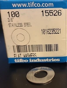 (100 Pack) Tifco 304 S/S Flat Washer, 3/8", 15526 - Picture 1 of 1