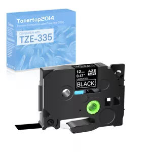 Compatible con Brother TZe335 TZ335 Blanco Impresión en Negro 0.47" Cinta de Etiqueta - Imagen 1 de 13