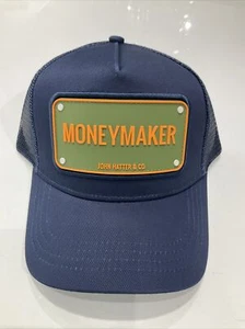 John Hatter & Co Navy Blue Trucker Hat-MONEYMAKER- RUBBER PLAQUE-New With Tag - Picture 1 of 7