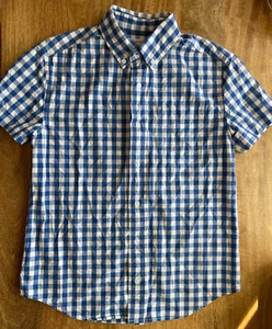 J Crew Crewcuts Button Down Shirt Size 14 EUC Blue & White Check Cotton Classic! - Picture 1 of 3