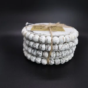 Robert Stanley wood bead coaster set of 4 white washed nwt - Picture 1 of 5