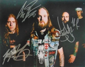 RARO! Foto a color firmada por la banda "3 pulgadas de sangre" (X4) 10X8 certificado de autenticidad - Imagen 1 de 2