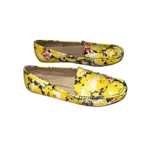 Isaac Mizrahi Live Imangelica Yellow Floral Boho Slip On Leather Loafers Size 10 - Picture 1 of 9