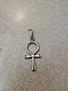 .925 STERLINGSILBER Ägyptisches Ankh Kreuz Anhänger  - Bild 1 von 4