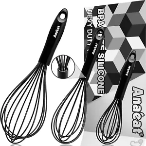Anaeat Silicone Balloon Whisk Perfect for Non-Stick Cookware Milk and Egg Beater - Picture 1 of 11