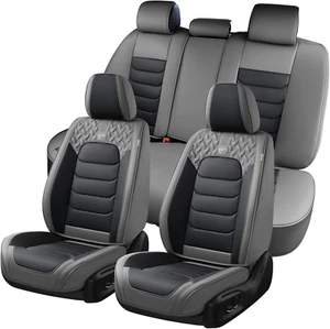 Juego Completo de Fundas Asientos Coche Grises Fundas Para Asientos Delanteros - Picture 1 of 12