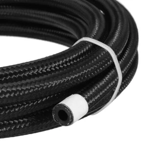 Black Fuel Hose Oil Gas Line 6AN Nylon/Stainless Steel Braided-3ft,5ft,10ft,20ft - Picture 1 of 10