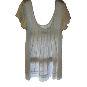We The Free Women’s Top White, Flowing & Puff Short Sleeve Size Large - Picture 1 of 10