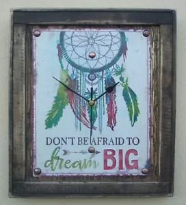 Clock Native American Wood Dream Big Hand Crafted Dream Catcher Wall Hanging - Picture 1 of 13