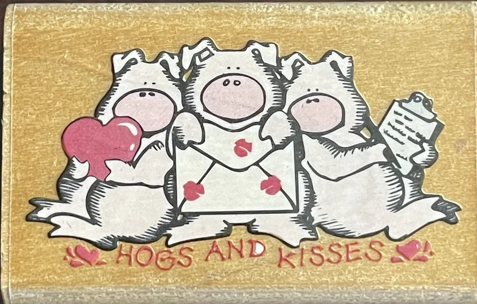Lindo sello estampida de goma 631D cerdos y besos cerdos corazones de amor labios carta correo Foto 1 de 4