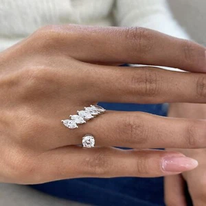 14K White Gold Lab-Created Diamond Multistone Ring F/VS Clarity 1.54 Ct - Picture 1 of 11