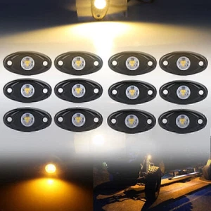 12x 9W Amber LED Rock Light Underglow Under Body Lamp ATV Car Boat Truck Caravan - Picture 1 of 12