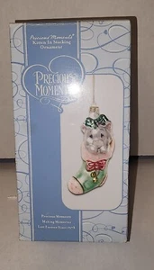 PRECIOUS MOMENTS 612032 KITTEN IN STOCKING ORNAMENT - Picture 1 of 3