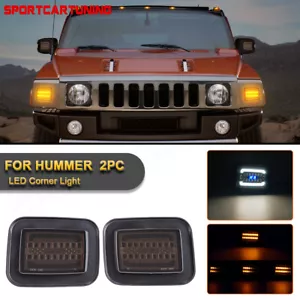 For 03-09 Hummer H2 Base LH & RH Smoke Lens LED Turn Signal Lights Parking Lamps - Picture 1 of 13