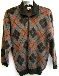VTG TATTERSALL..SHETLAND WOOL..DIAMOND PLAID..PULLOVER..SWEATER..MEN sz L - Picture 1 of 6