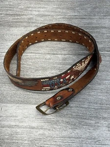 Cinturón Cintos Imperial México Punto Látigo Cuero Repujado Latón Hebilla EE. UU. Águila - Imagen 1 de 24