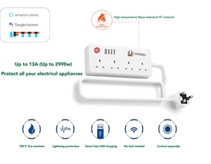 Cutezo Smart Power Strip with 4 AC Outlets &4 USB Port (Fast Charging/Energy A+) - Picture 1 of 6
