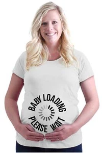 Baby Loading Please Wait Funny Announcement Womens Maternity Pregnancy T Shirts - Picture 1 of 9