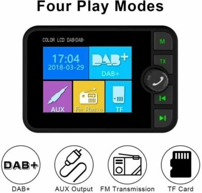 DAB DAB + Autoradio Adapter 2,4 "LCD FM Transmitter BT TF USB MP3 - Bild 1 von 4