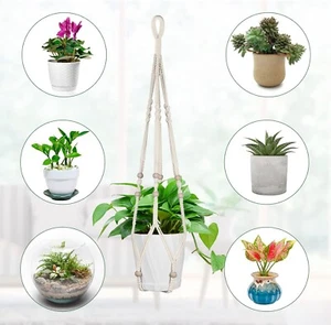 Hanging Planters Baskets, Cotton Rope Macrame Plant Hanger with Hanging Hooks UK - Picture 1 of 18