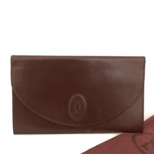 Must de Cartier Leather Clutch Bag Bordeaux/6BD0488 - Picture 1 of 12