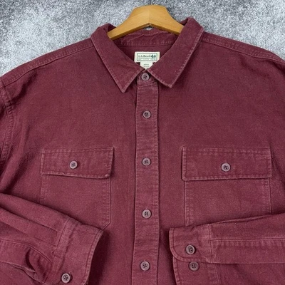 VTG LL Bean Chamois Cloth Style Flannel Shirt Men's 3XL Tall Red Outdoors Preppy - Image 1 of 4