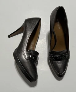Coach Größe 8,5 Metallic-Grau Leder Pumps Garten Plateau Absatzschuhe Damenschuhe - Bild 1 von 9