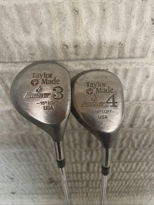 TaylorMade Burner Fairway Woods 3 & 4 USA 15° & 18° Loft Vintage Golf Clubs - Image 1 of 4